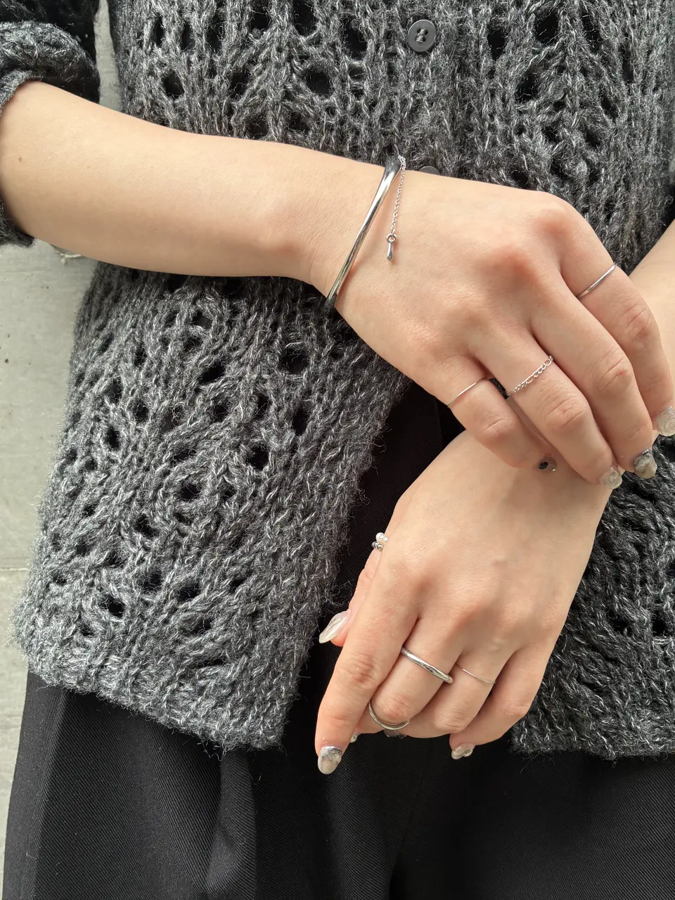 シルバー]ハーフチェーンブレスレット
