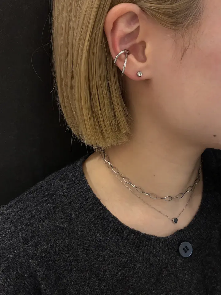 シルバー]オーバルリンクチェーンネックレス