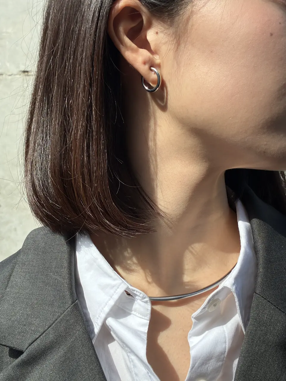 シルバー]プレーンフープイヤリング 17mm