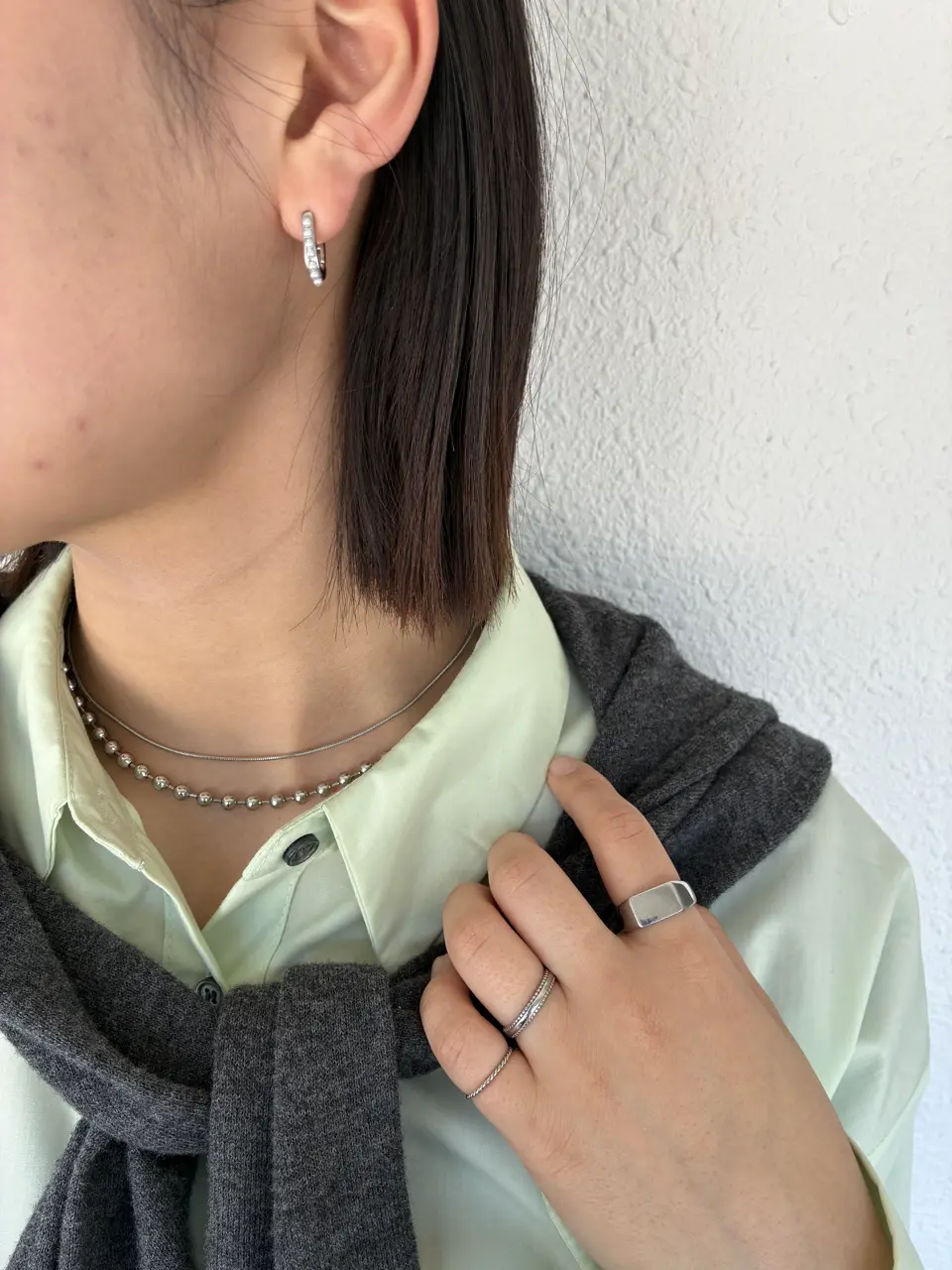 シルバー ルビー ツイストデザイン リング シルバー]ツイストピンキーリング