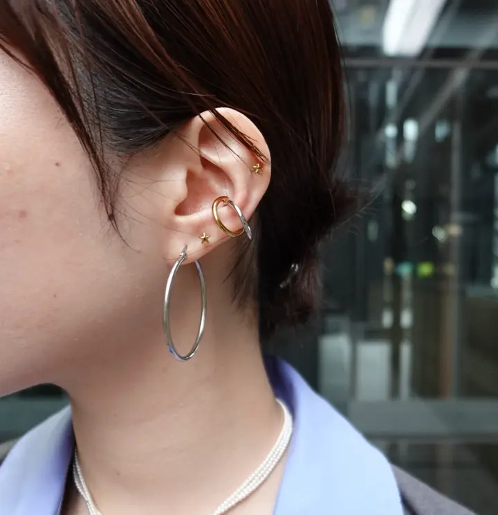 シルバー]ループピアス40mm