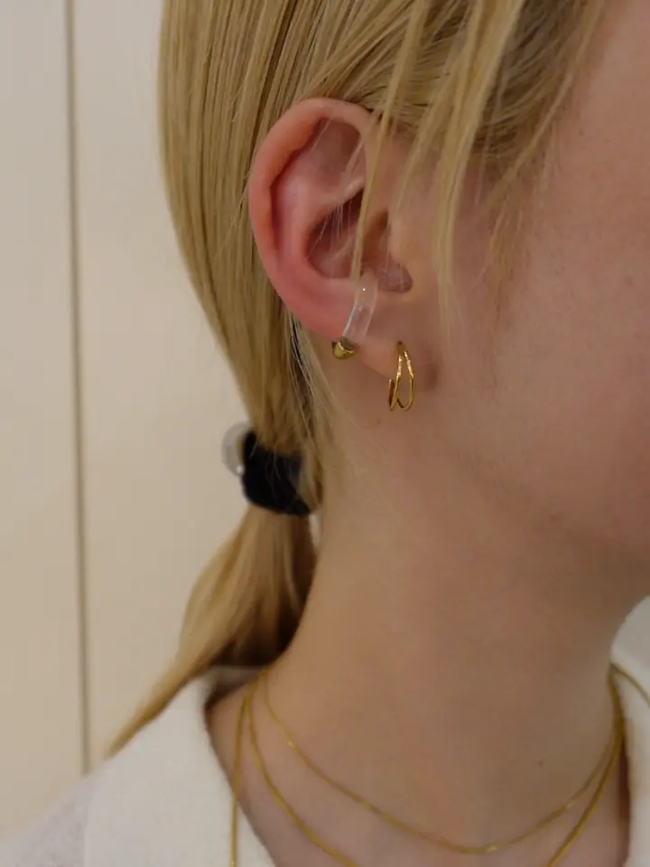 ゴールド]シームレスダブルフープピアス
