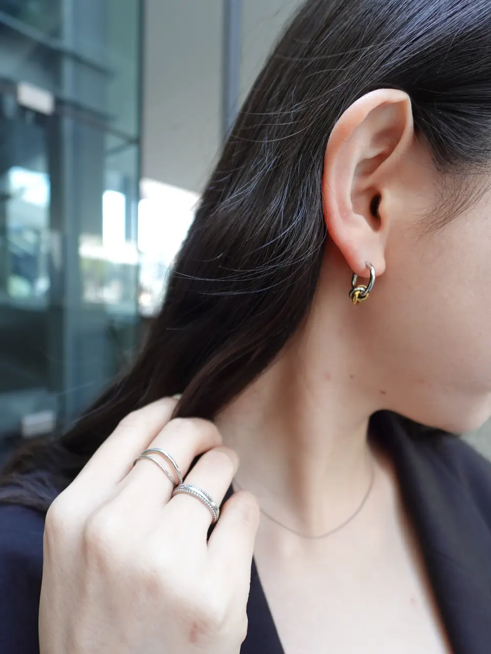 ミックス]スパイラルミニフープピアス
