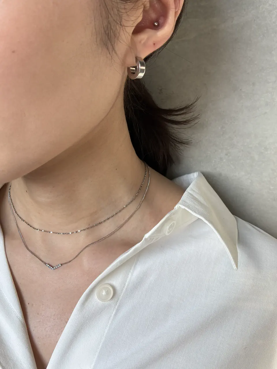 シルバー]インダストリアルサークルミニピアス