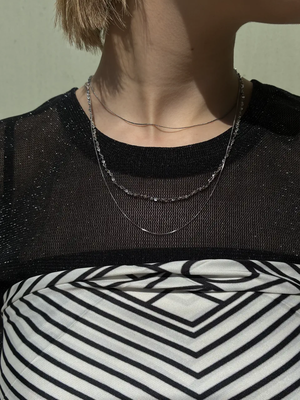シルバー]ツイストスネークチェーンネックレス/34cm