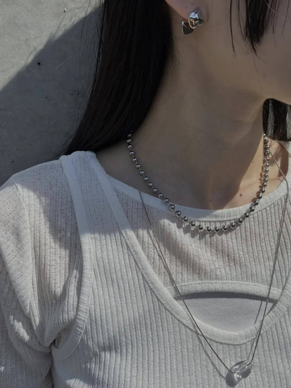 シルバー]アンサンブルドットネックレス