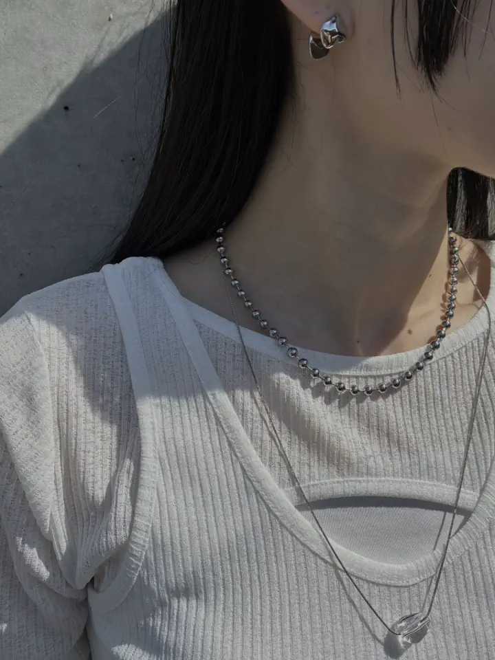 シルバー]アンサンブルドットネックレス