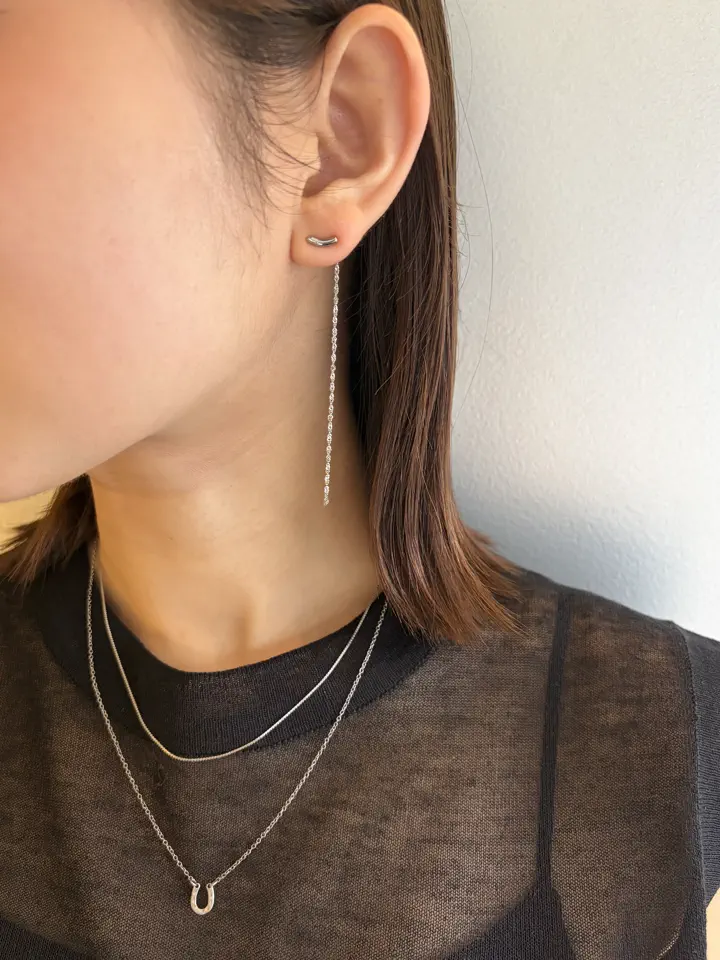 シルバー]ツイストスネークチェーンネックレス/39cm