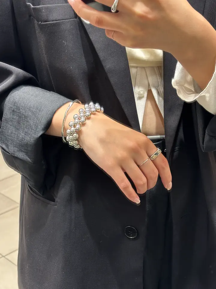 シルバー]ニュアンスナローバングル