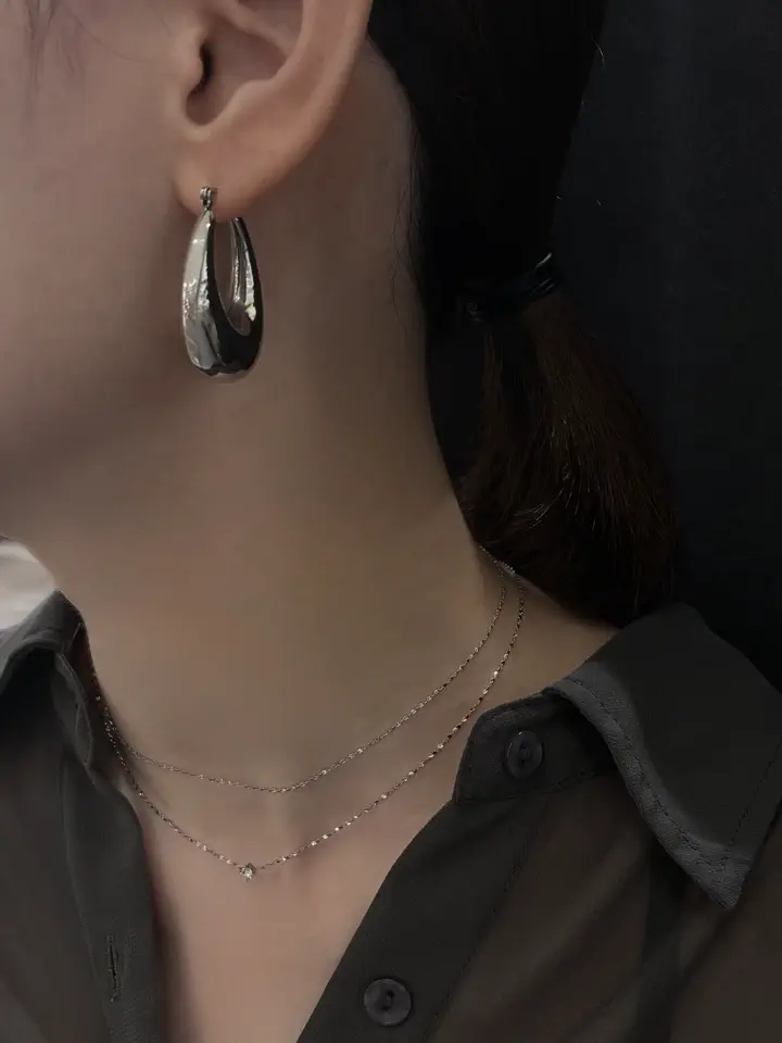 シルバー]オーバルブルームピアス