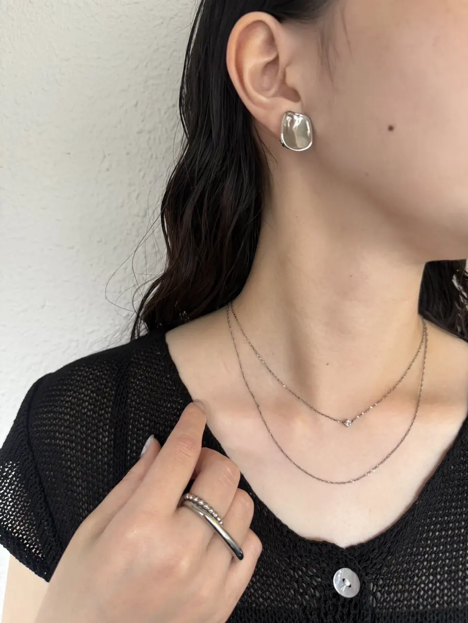 シルバー]トラペゾイドプレートイヤリング