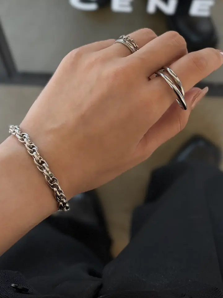 シルバー]ボリュームチェーンブレスレット