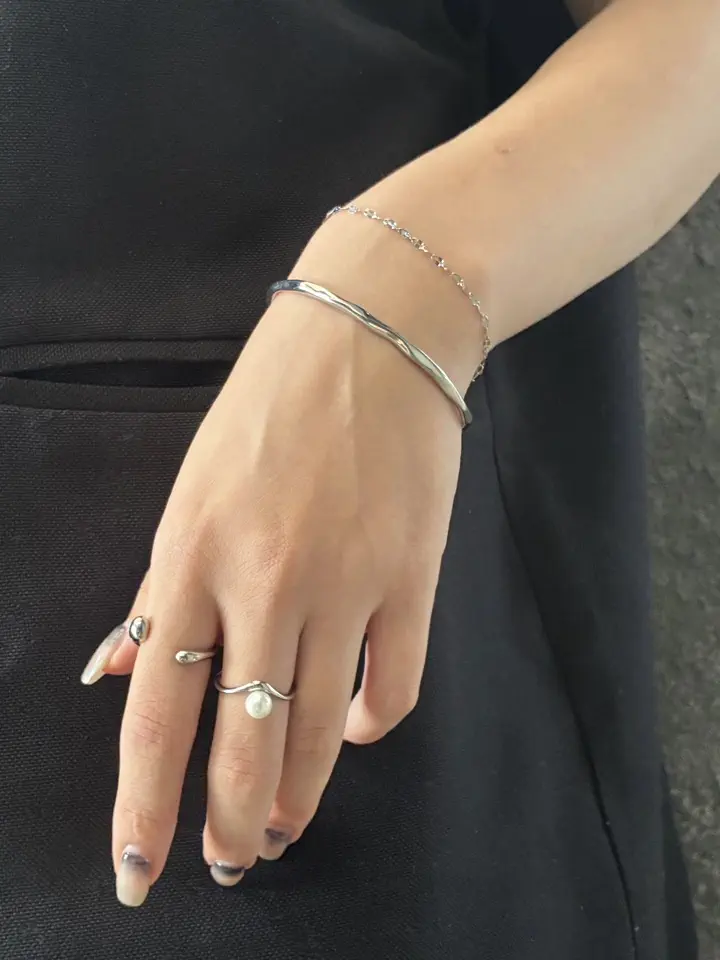 シルバー]エッジパールリング