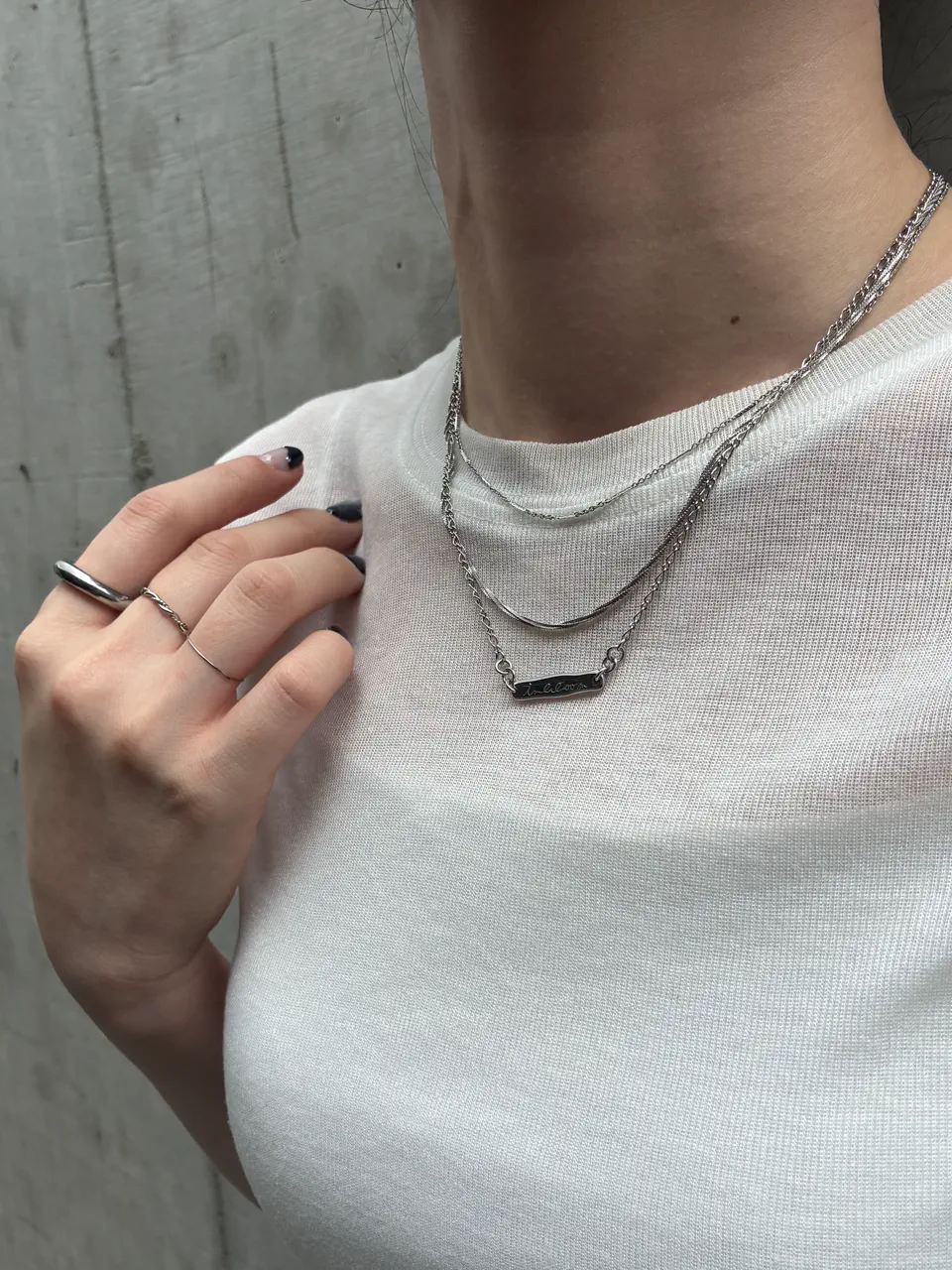 シルバー]ツイストグリッターネックレス