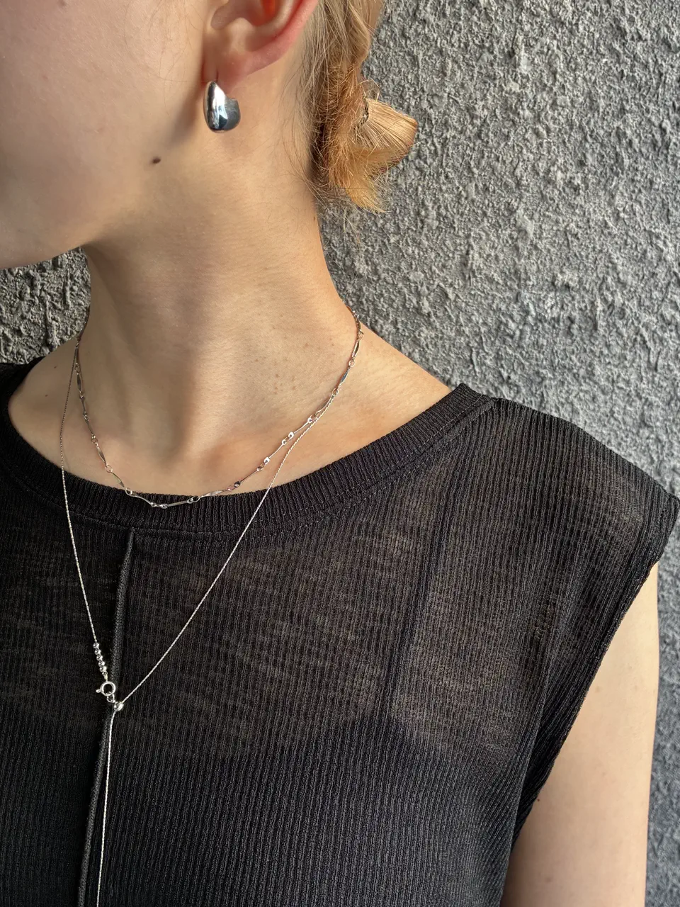 シルバー]ペブルラインピアス