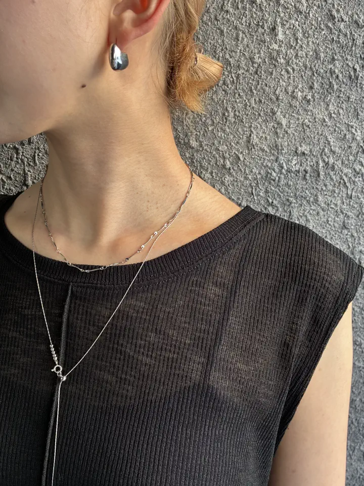 シルバー]ペブルラインピアス
