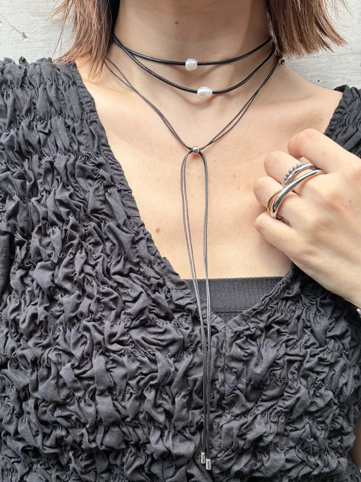 シルバー]ドロップラインネックレス