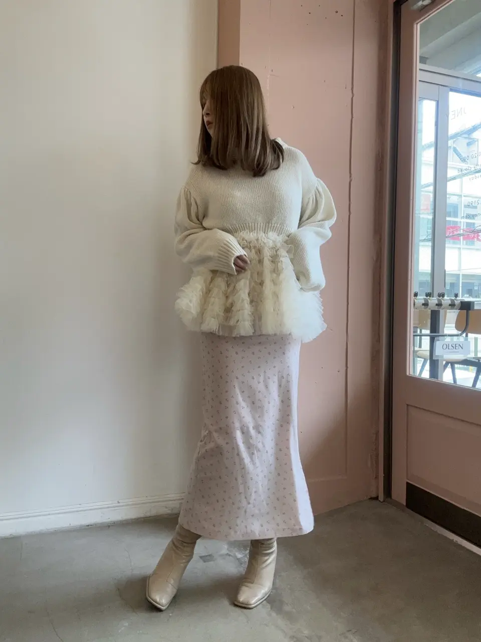 HONEY MI HONEY｜フローラルシフォンロングスカート｜歩くたびに