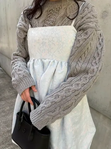 HONEY MI HONEY｜ケーブルリボンニットプルオーバー｜甘さと大人っぽさ