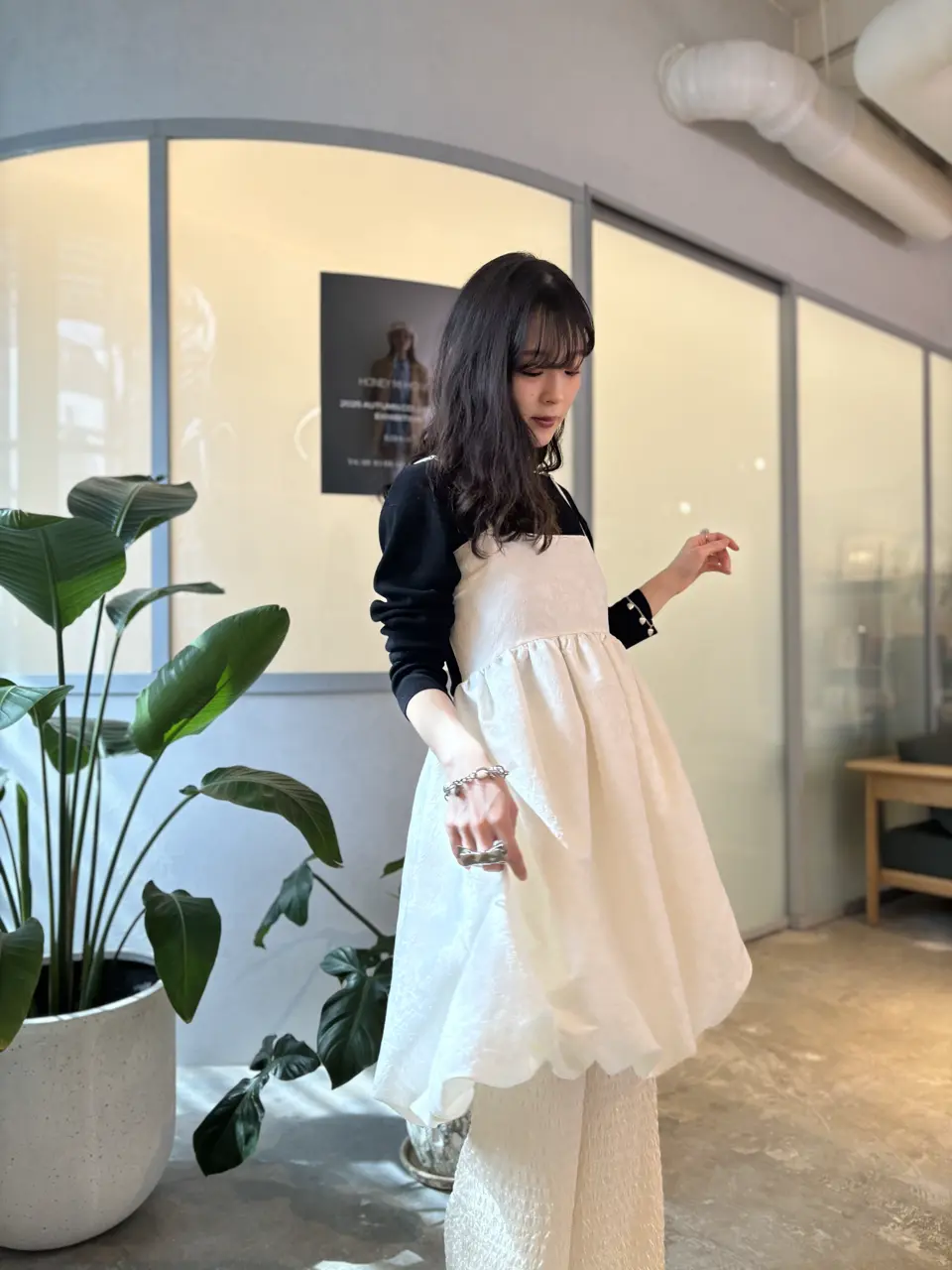 HONEYMIHONEY パフスリーブ ジャガードワンピース ハニーミーハニー HONEY MI HONEY パフスリーブ ジャガードワンピ