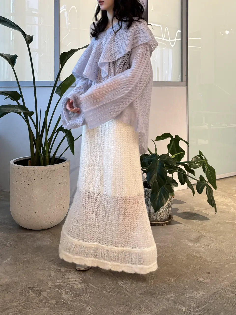 HONEY MI HONEY｜フリルカラークロシェニット｜華やかでふんわり可愛い