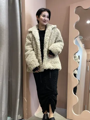 HONEY MI HONEY｜パールボタン付きボアジャケット｜大人可愛い冬アウター