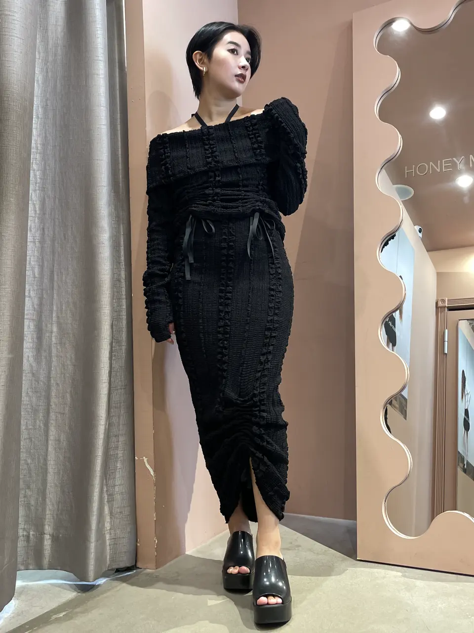 HONEY MI HONEY ハニーミーハニー｜ドローストリング リボンタイトスカート 