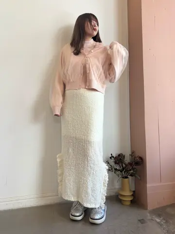 ハニーミーハニー　フリルデザイン ロングスカート HONEY MI HONEY｜シアースウェルフリルタイトスカート｜動きが華やかな