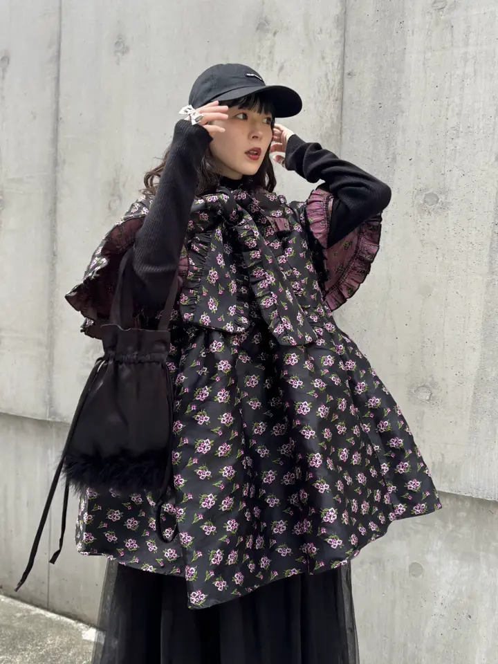 HONEY MI HONEY｜リブニットボリュームチュールワンピース｜異素材