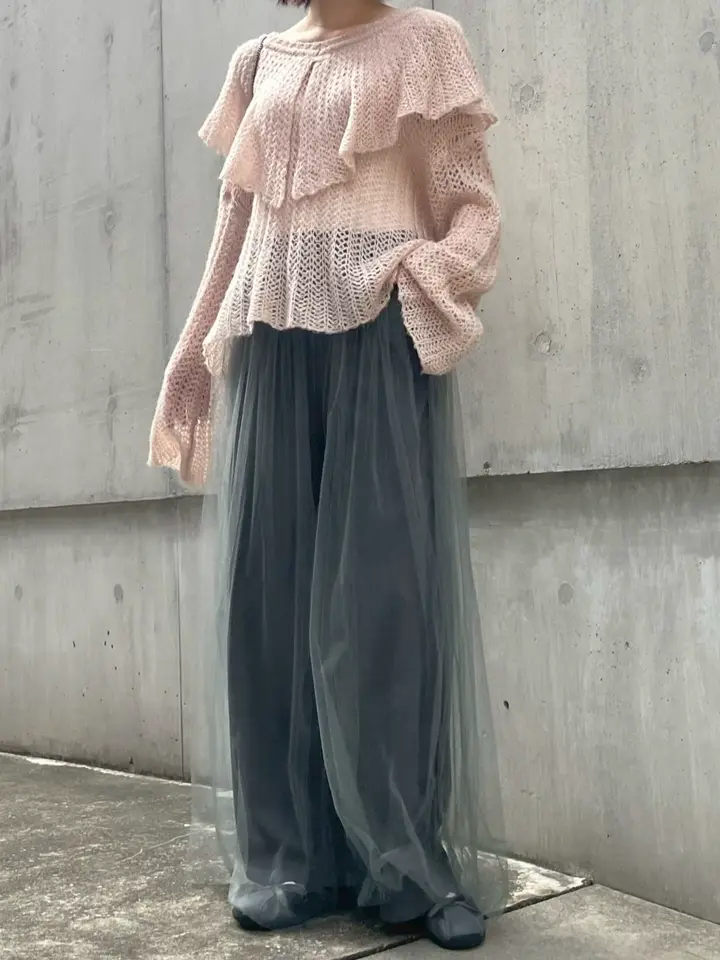 HONEY MI HONEY｜フリルカラークロシェニット｜華やかでふんわり可愛い