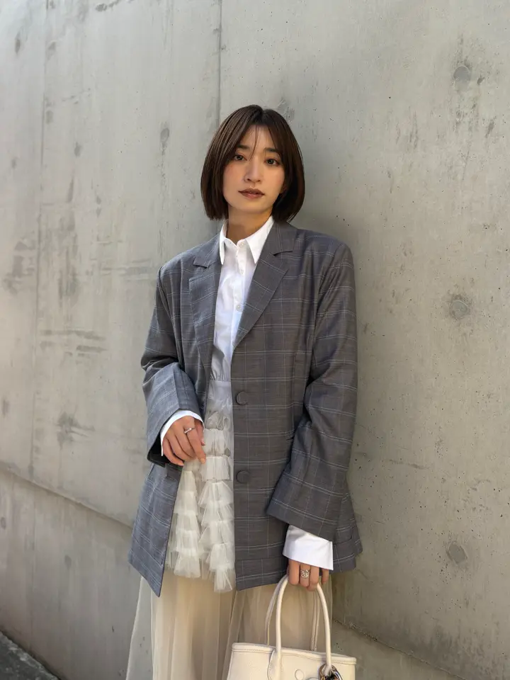 HONEY MI HONEY｜チュールペプラムシャツ｜ふんわりチュールで魅せる