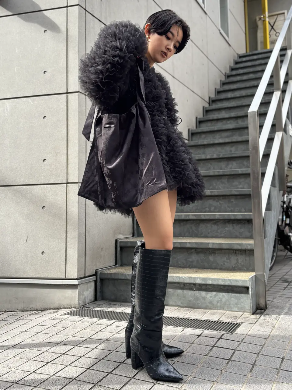 tulle tiered blouson