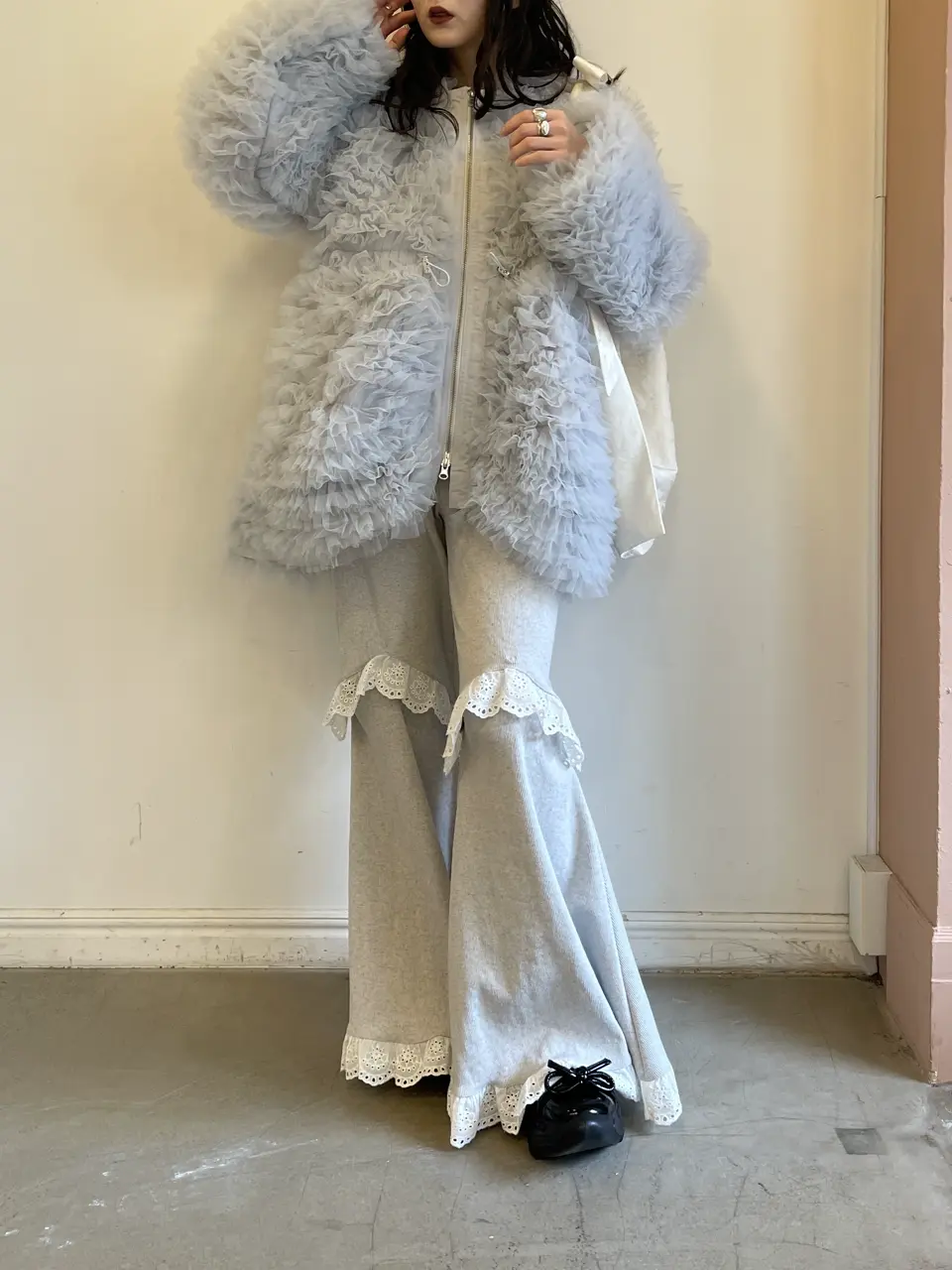 tulle tiered blouson