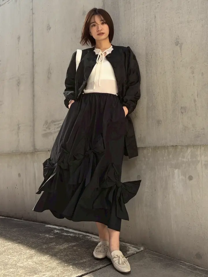 ESPRIT｜taffeta ribbon drape skirt