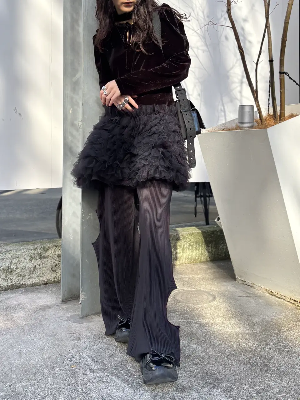 HONEY MI HONEY ハニーミーハニー｜ベロア×チュール ミニワンピース