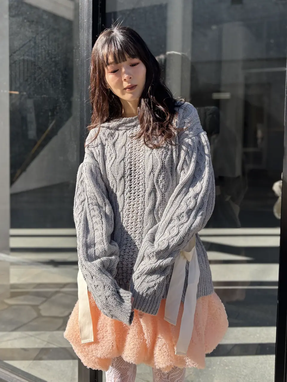 HONEY MI HONEY｜ケーブルリボンニットプルオーバー｜甘さと大人っぽさ