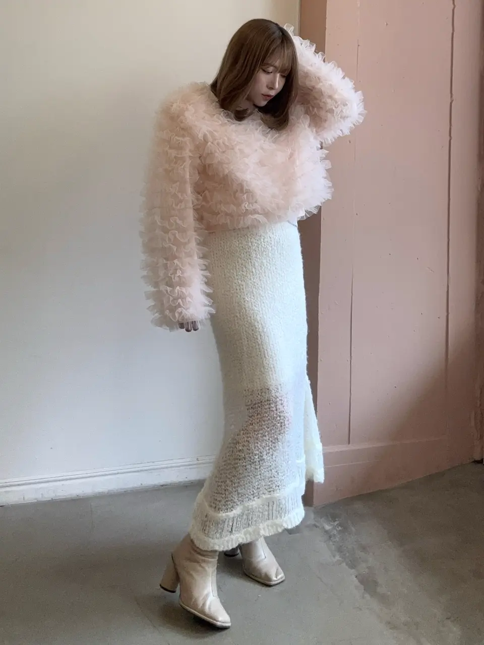 honey mi honey volume tulle knit tops 2点 honey mi honey volume tulle knit tops 2点