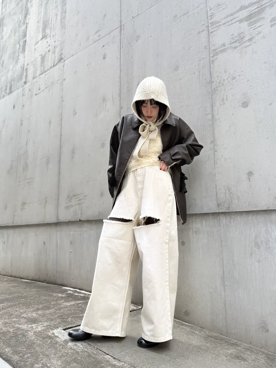 HONEY MI HONEY｜フリルポケットレザーライクブルゾン｜甘さと大人っぽ