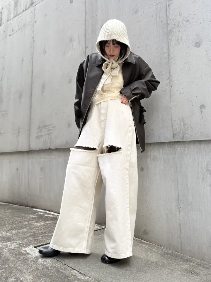 ジャケット・アウター HONEY MI HONEY organdy frill blouson HONEY MI HONEY｜フリルポケットレザーライクブルゾン｜甘さと大人っぽ