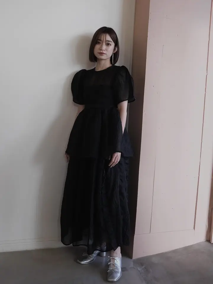 jacquard puff sleeve tunic