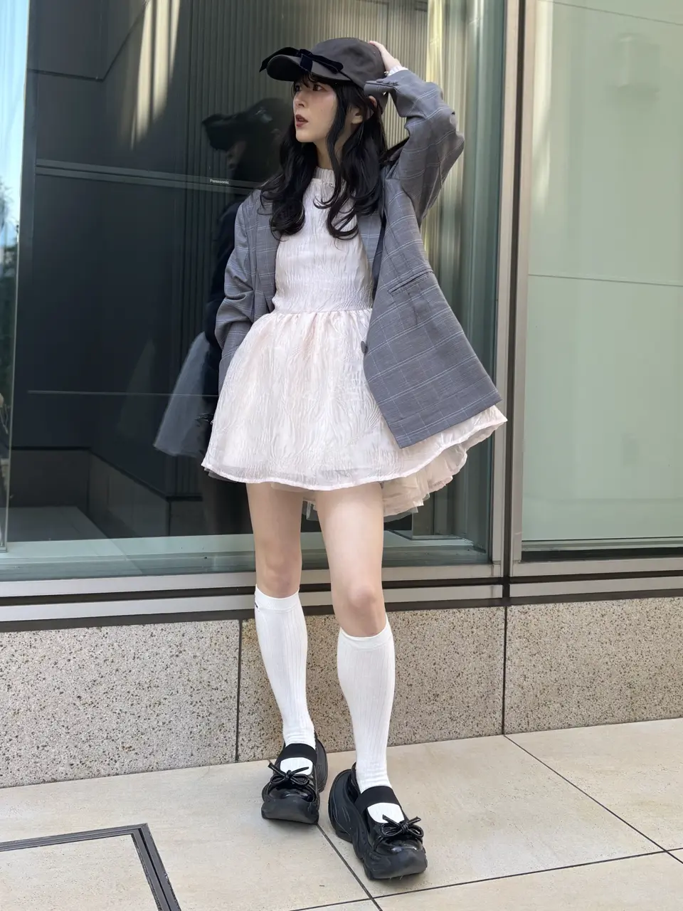 jacquard puff sleeve tunic