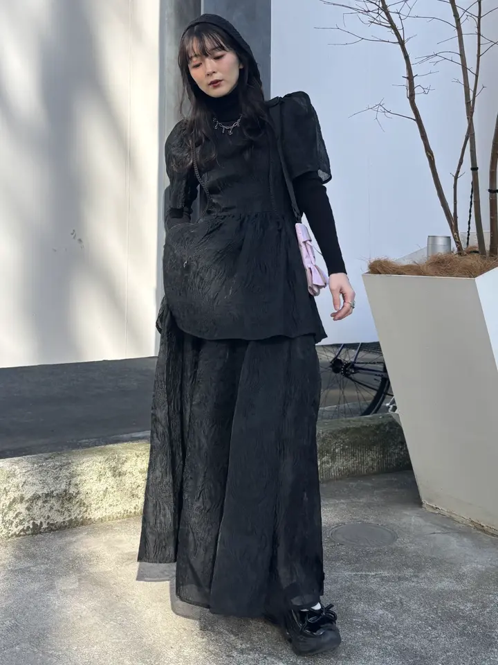 jacquard puff sleeve tunic