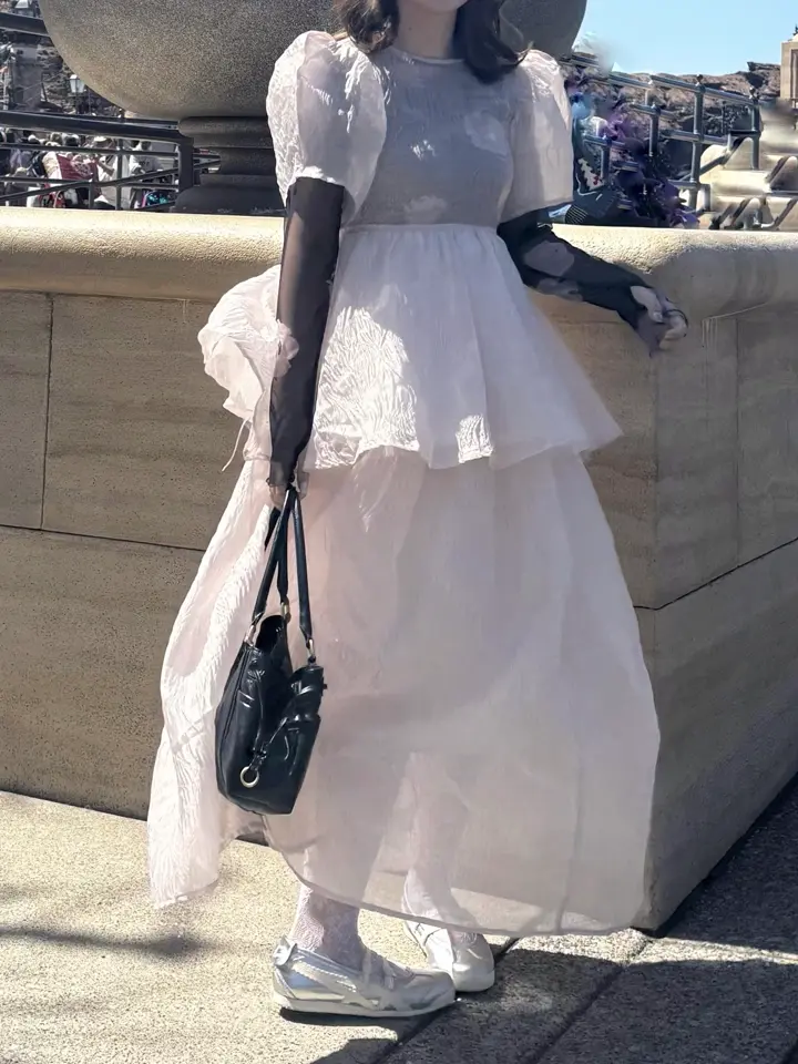 jacquard puff sleeve tunic