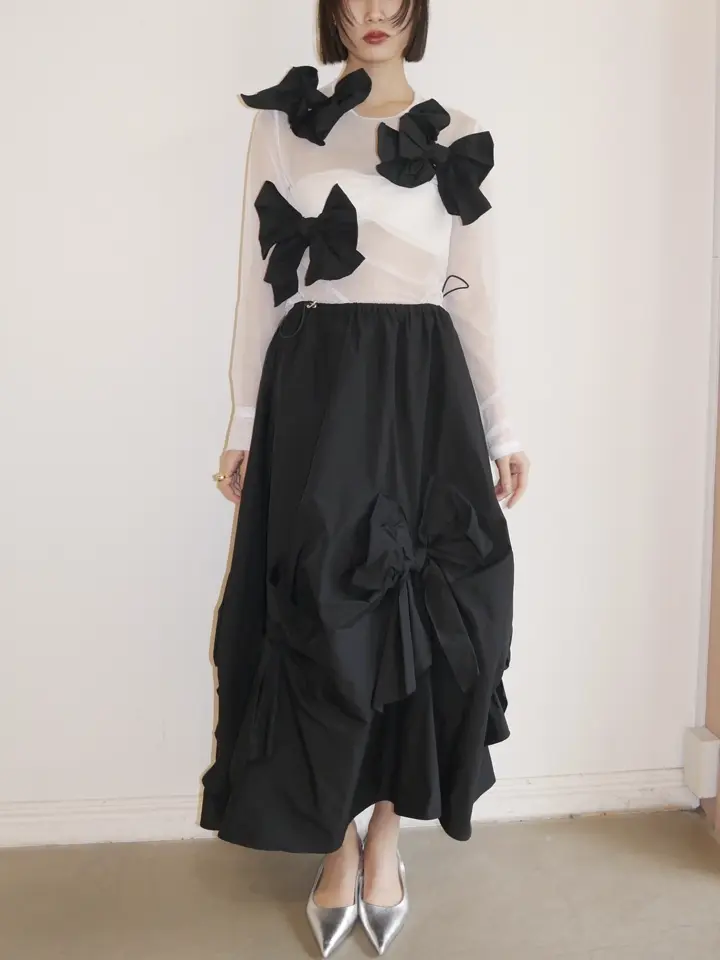 ESPRIT｜taffeta ribbon sheer tops