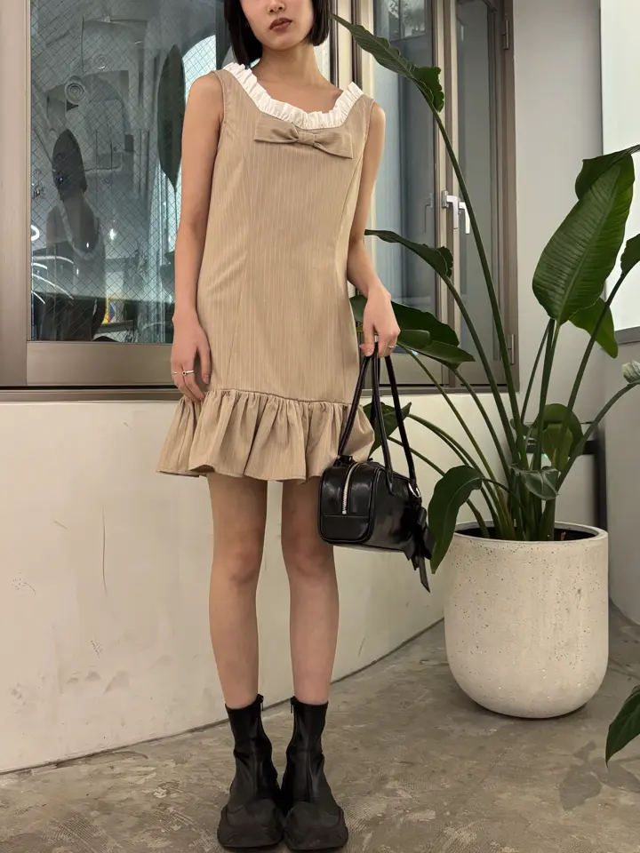 HONEY MI HONEY｜pinstripe ribbon mini one-piece