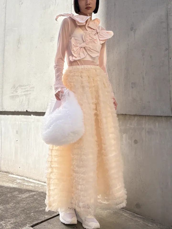 ESPRIT｜taffeta ribbon sheer tops