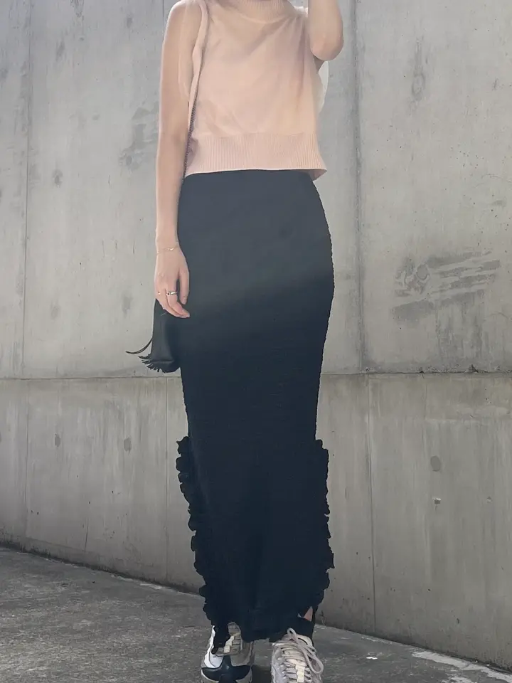 トップス tulle combination no sleeve knit HONEY MI HONEY｜オーバーチュールノースリーブニット｜ニット