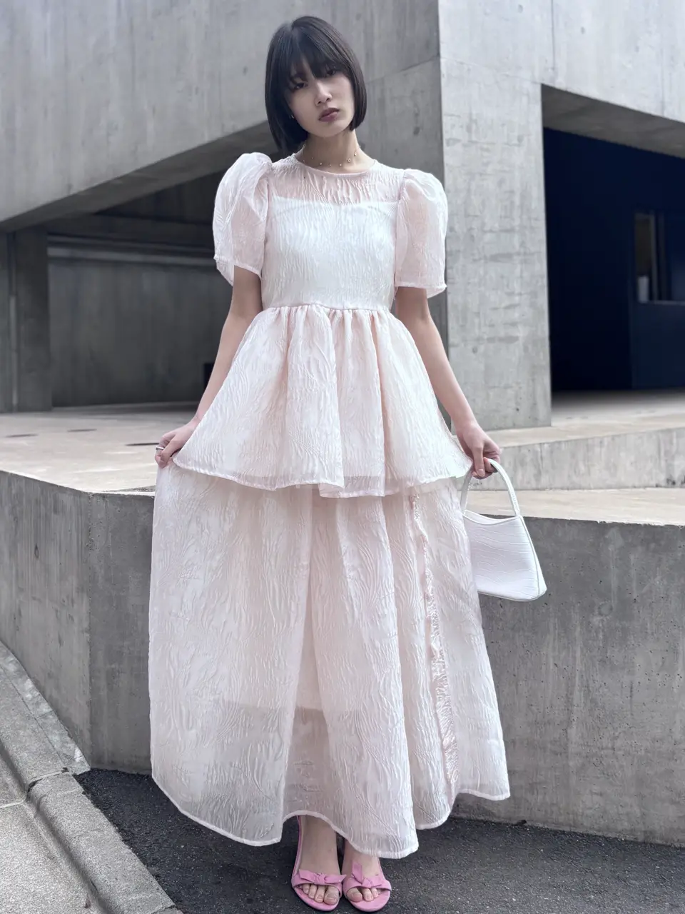 HONEY MI HONEY｜jacquard organdie frill skirt