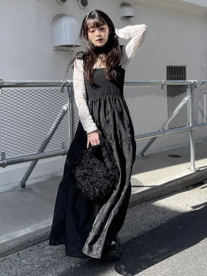 flower organdie tiered long one-piece | HONEY MI HONEY