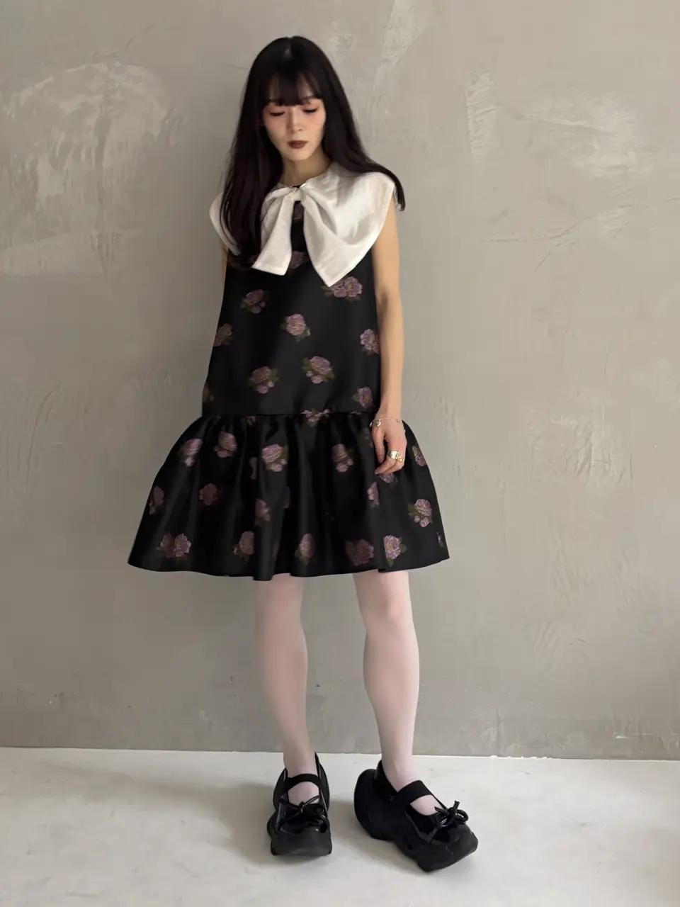 【mi様】えりとリボンが甘いミニワンピ♡】シスタージェーン　ジャガード織りミニワ HONEY MI HONEY｜【sisterjane 別注】Bonaire Jacquard Mini Dress
